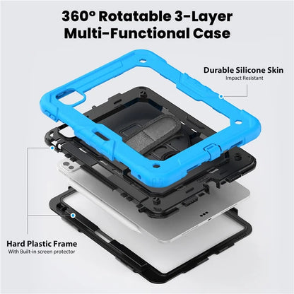 For iPad Pro 11 (2024) Case PC+Silicone Tablet Cover with Screen Protector Pencil Holder