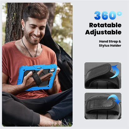 For iPad Pro 11 (2024) Case PC+Silicone Tablet Cover with Screen Protector Pencil Holder