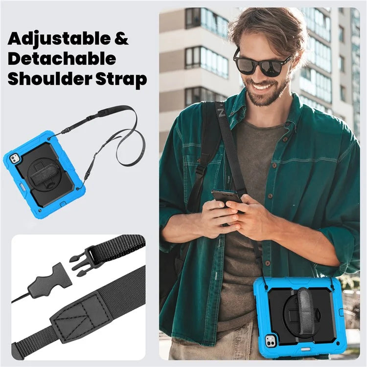 For iPad Pro 11 (2024) Case PC+Silicone Tablet Cover with Screen Protector Pencil Holder