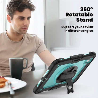 For iPad Pro 11 (2024) Case PC+Silicone Tablet Cover with Screen Protector Pencil Holder+Black
