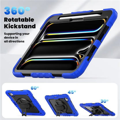 For iPad Pro 11 (2024) Case PC+Silicone Tablet Cover with Screen Protector Pencil Holder
