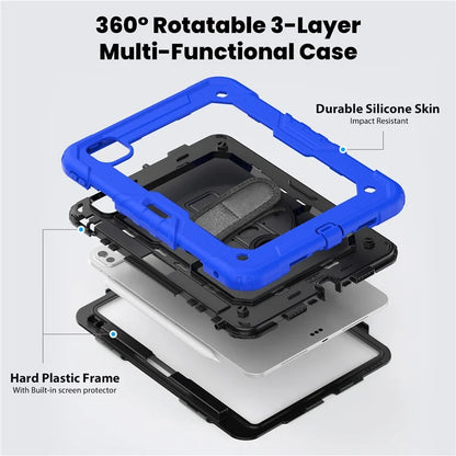 For iPad Pro 11 (2024) Case PC+Silicone Tablet Cover with Screen Protector Pencil Holder