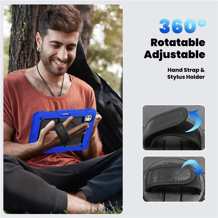 For iPad Pro 11 (2024) Case PC+Silicone Tablet Cover with Screen Protector Pencil Holder