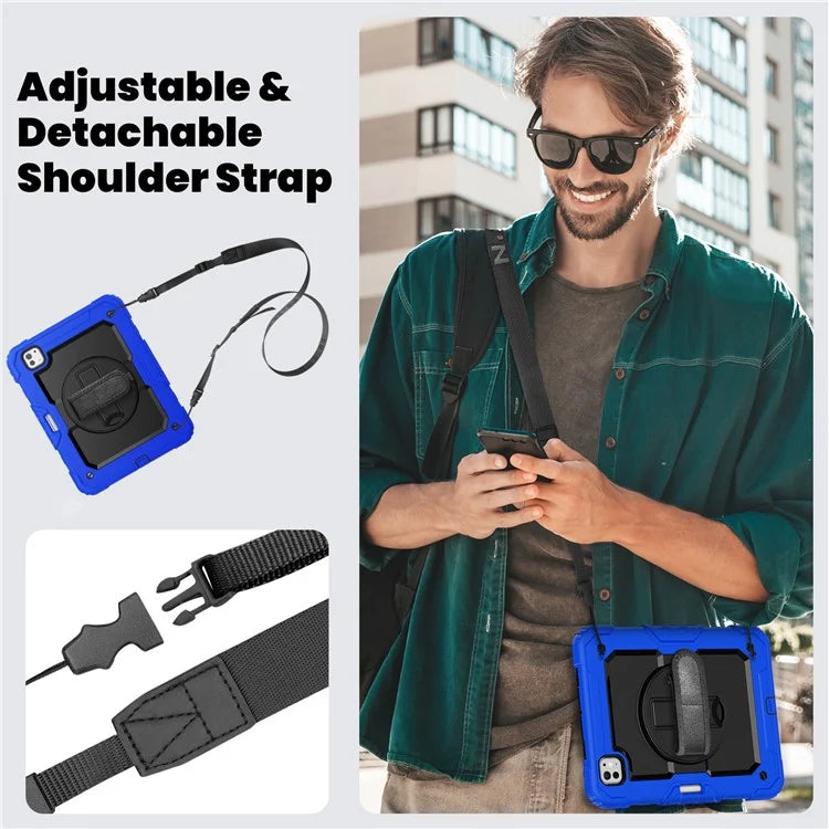 For iPad Pro 11 (2024) Case PC+Silicone Tablet Cover with Screen Protector Pencil Holder