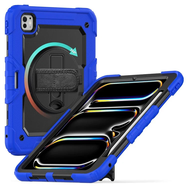 For iPad Pro 11 (2024) Case PC+Silicone Tablet Cover with Screen Protector Pencil Holder