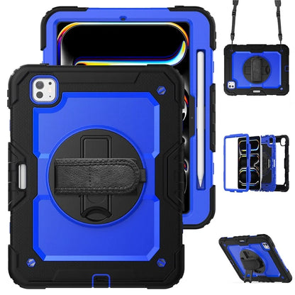 For iPad Pro 11 (2024) Case PC+Silicone Tablet Cover with Screen Protector Pencil Holder+Black