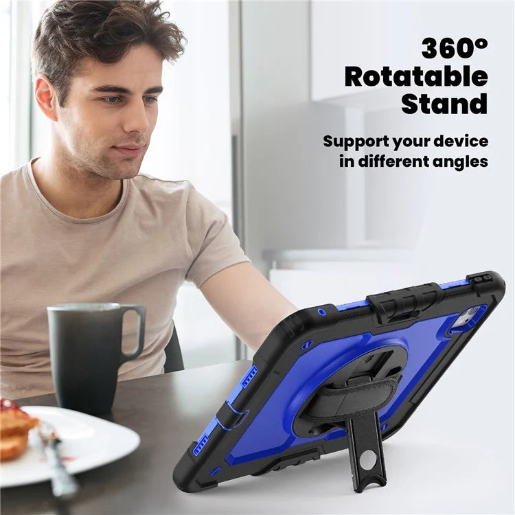 For iPad Pro 11 (2024) Case PC+Silicone Tablet Cover with Screen Protector Pencil Holder+Black