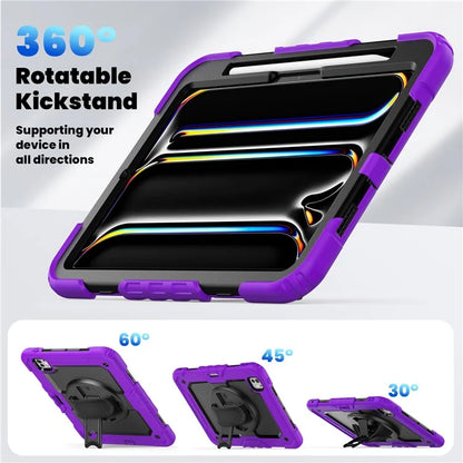 For iPad Pro 11 (2024) Case PC+Silicone Tablet Cover with Screen Protector Pencil Holder