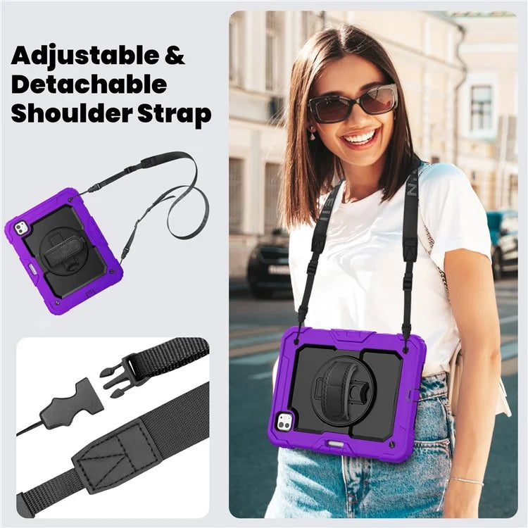 For iPad Pro 11 (2024) Case PC+Silicone Tablet Cover with Screen Protector Pencil Holder