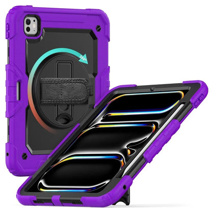 For iPad Pro 11 (2024) Case PC+Silicone Tablet Cover with Screen Protector Pencil Holder