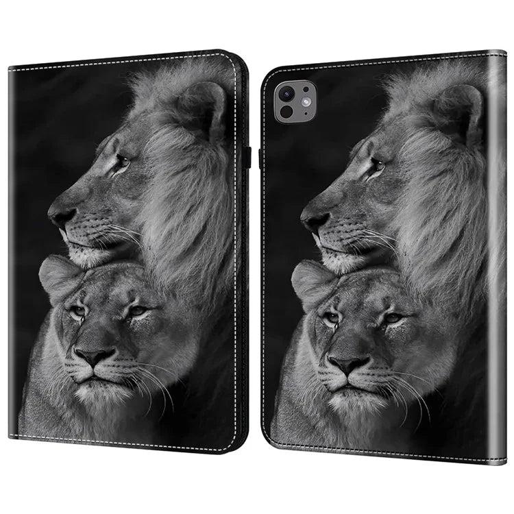 For iPad Pro 13 (2024) Stand Case Pattern Printed Leather Tablet Flip Cover