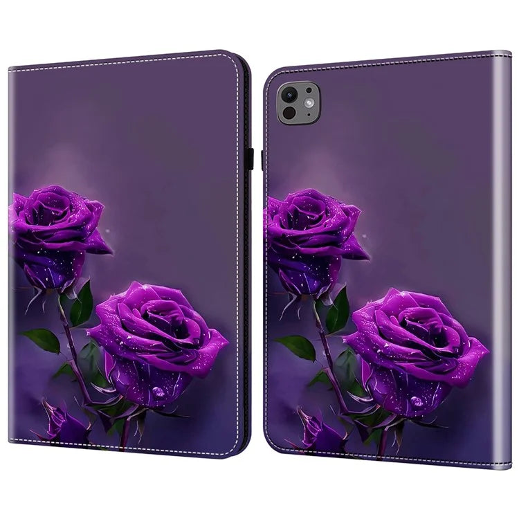 For iPad Pro 13 (2024) Stand Case Pattern Printed Leather Tablet Flip Cover