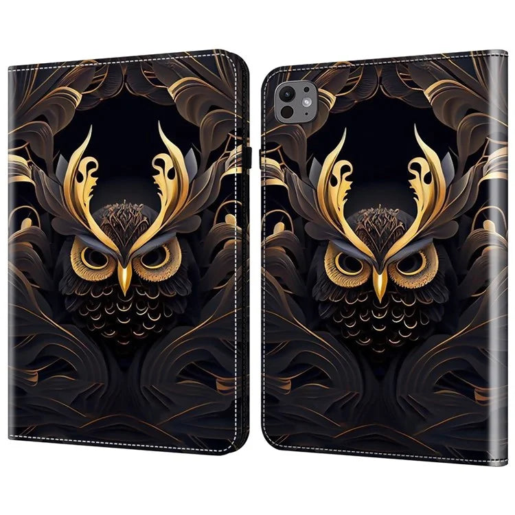 For iPad Pro 13 (2024) Stand Case Pattern Printed Leather Tablet Flip Cover