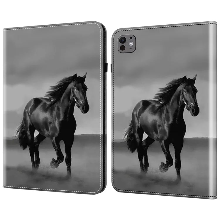 For iPad Pro 13 (2024) Stand Case Pattern Printed Leather Tablet Flip Cover