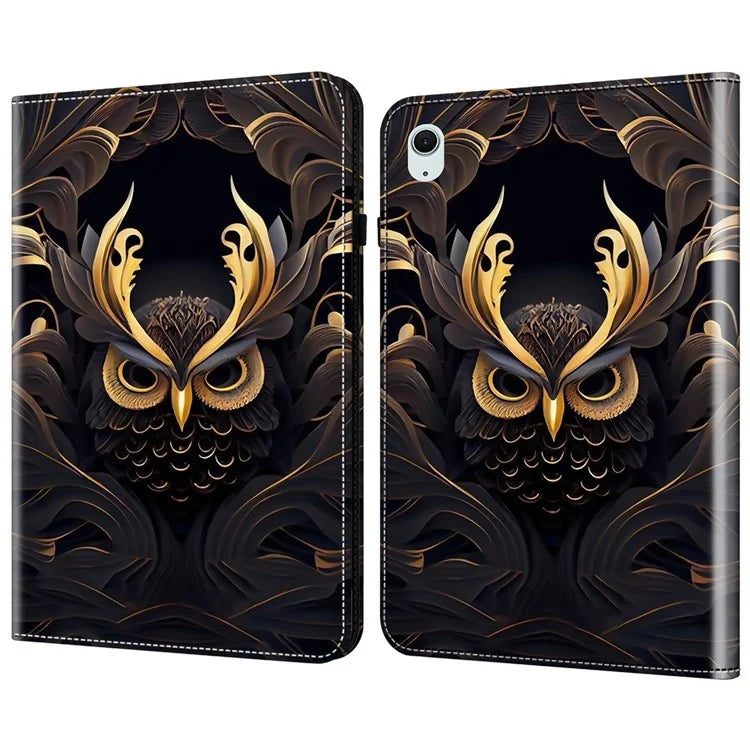 For iPad Air (2020) / (2022) / Air 11 (2024) Leather Case Shockproof Tablet Cover with Stand, Pattern Print