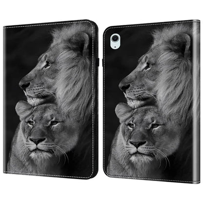 For iPad Air (2020) / (2022) / Air 11 (2024) Leather Case Shockproof Tablet Cover with Stand, Pattern Print