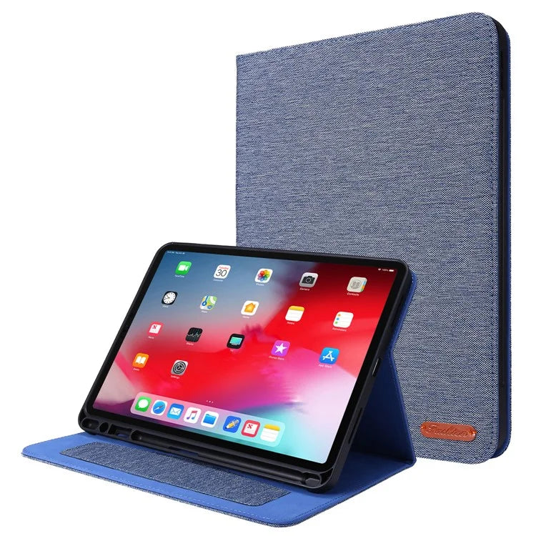 For iPad Air 11 (2024) Case Card Holder Pen Slot Leather Tablet Cover Cloth Texture