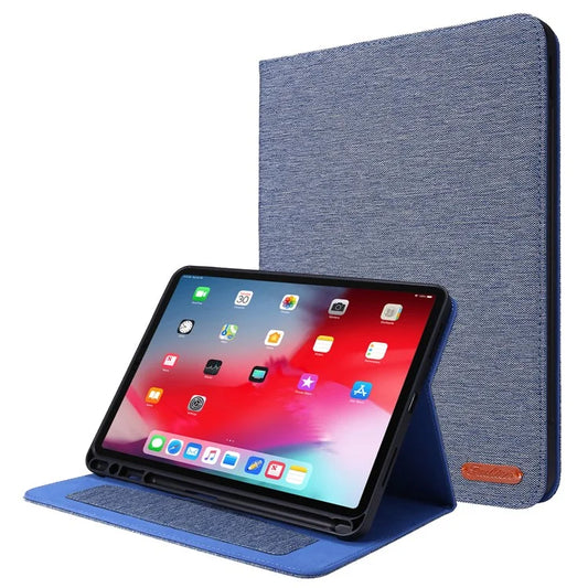 For iPad Air 11 (2024) Case Card Holder Pen Slot Leather Tablet Cover Cloth Texture
