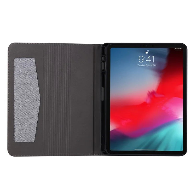 For iPad Air 11 (2024) Case Card Holder Pen Slot Leather Tablet Cover Cloth Texture