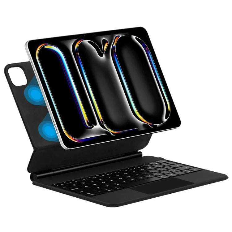 For iPad Pro 11 (2024) Leather Tablet Case with Magnetic Bluetooth Keyboard