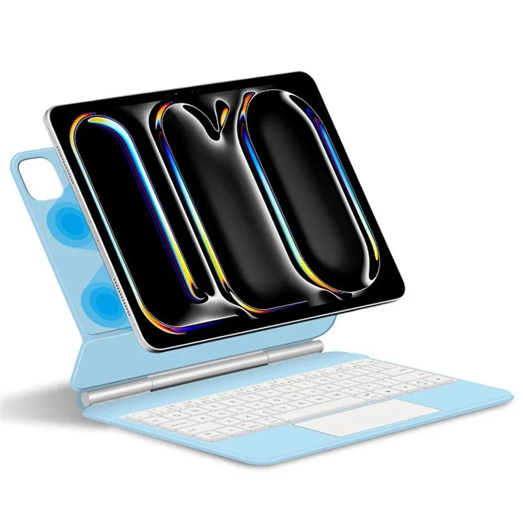 For iPad Pro 11 (2024) Leather Tablet Case with Magnetic Bluetooth Keyboard
