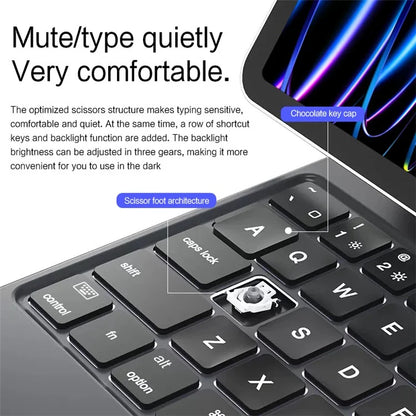 For iPad Pro 11 (2024) Leather Tablet Case with Magnetic Bluetooth Keyboard