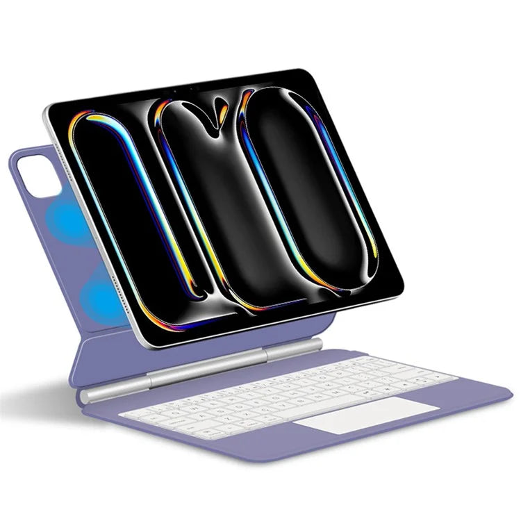 For iPad Pro 11 (2024) Leather Tablet Case with Magnetic Bluetooth Keyboard