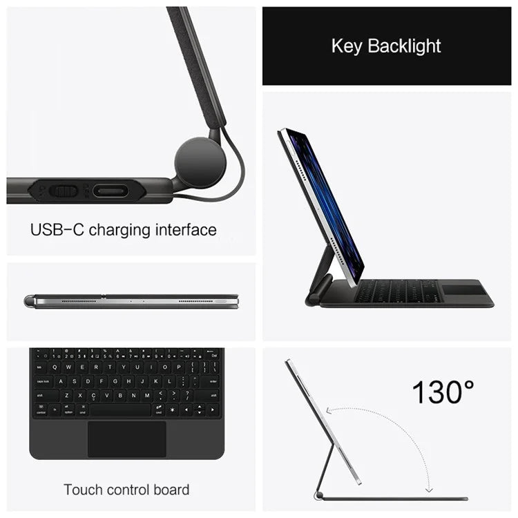 For iPad Pro 11 (2024) Leather Tablet Case with Magnetic Bluetooth Keyboard