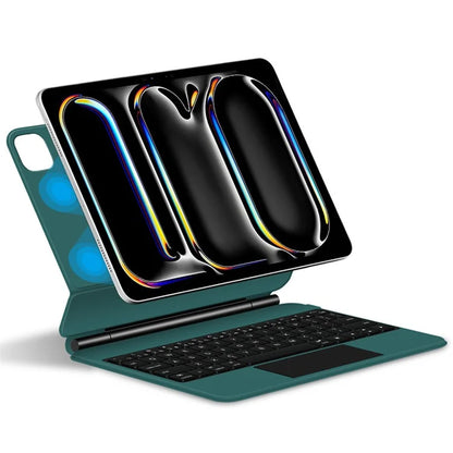 For iPad Pro 11 (2024) Leather Tablet Case with Magnetic Bluetooth Keyboard