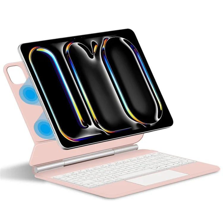 For iPad Pro 11 (2024) Leather Tablet Case with Magnetic Bluetooth Keyboard