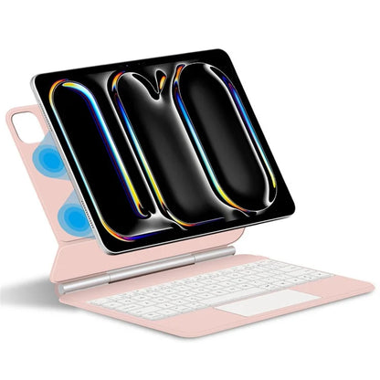 For iPad Pro 11 (2024) Leather Tablet Case with Magnetic Bluetooth Keyboard