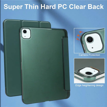 For iPad Air 13 (2024) Case Tri-Fold Stand Leather + PC Matte Back Tablet Cover with Pencil Holderish Green