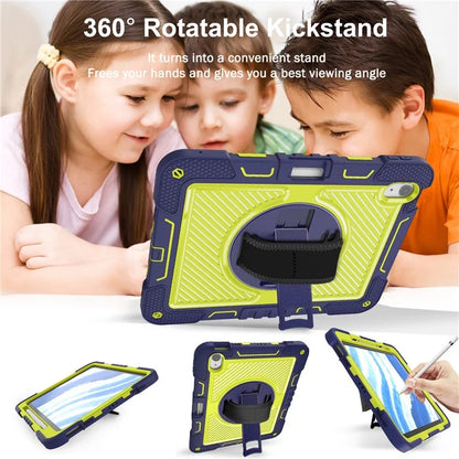 For iPad Air 11 (2024) Case Rotatable Kickstand Silicone + PC Tablet Cover with Shoulder Strap
