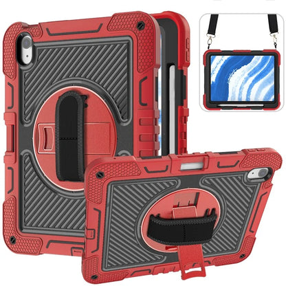 For iPad Air 11 (2024) Case Rotatable Kickstand Silicone + PC Tablet Cover with Shoulder Strap