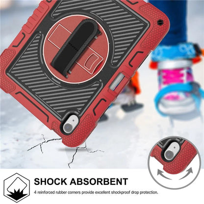 For iPad Air 11 (2024) Case Rotatable Kickstand Silicone + PC Tablet Cover with Shoulder Strap