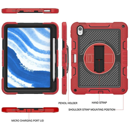 For iPad Air 11 (2024) Case Rotatable Kickstand Silicone + PC Tablet Cover with Shoulder Strap