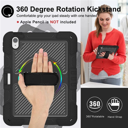 For iPad Air 11 (2024) Case Rotatable Kickstand Silicone + PC Tablet Cover with Shoulder Strap