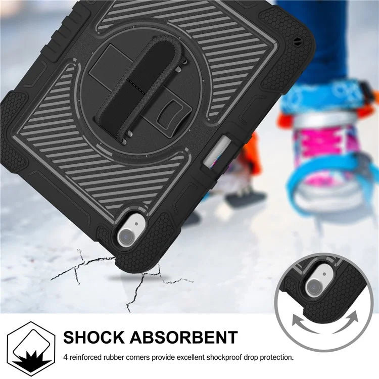For iPad Air 11 (2024) Case Rotatable Kickstand Silicone + PC Tablet Cover with Shoulder Strap