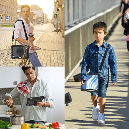 For iPad Air 11 (2024) Case Rotatable Kickstand Silicone + PC Tablet Cover with Shoulder Strap