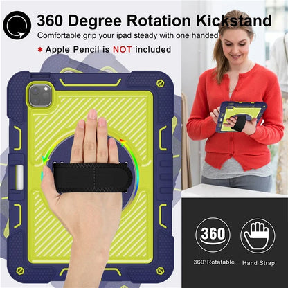 For iPad Pro 11 (2024) Case Kickstand Silicone + PC Tablet Cover with Hand / Shoulder Strap