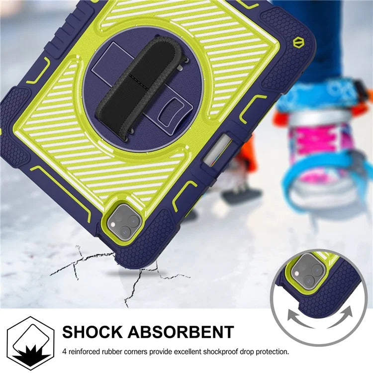 For iPad Pro 11 (2024) Case Kickstand Silicone + PC Tablet Cover with Hand / Shoulder Strap