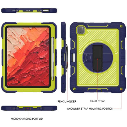 For iPad Pro 11 (2024) Case Kickstand Silicone + PC Tablet Cover with Hand / Shoulder Strap