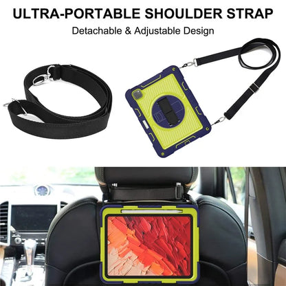 For iPad Pro 11 (2024) Case Kickstand Silicone + PC Tablet Cover with Hand / Shoulder Strap