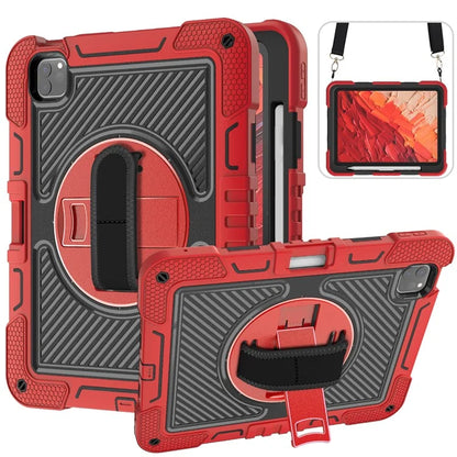 For iPad Pro 11 (2024) Case Kickstand Silicone + PC Tablet Cover with Hand / Shoulder Strap