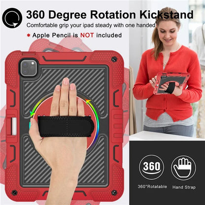 For iPad Pro 11 (2024) Case Kickstand Silicone + PC Tablet Cover with Hand / Shoulder Strap
