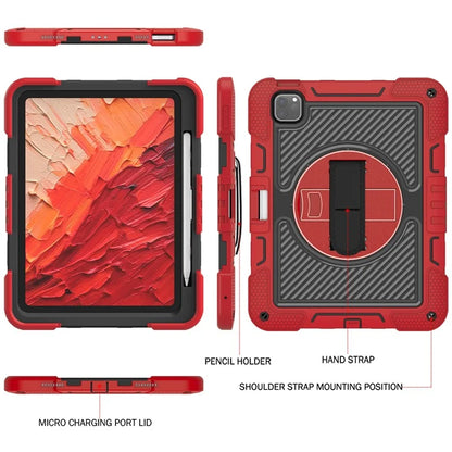 For iPad Pro 11 (2024) Case Kickstand Silicone + PC Tablet Cover with Hand / Shoulder Strap