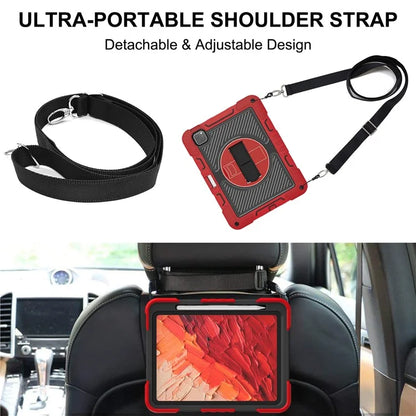 For iPad Pro 11 (2024) Case Kickstand Silicone + PC Tablet Cover with Hand / Shoulder Strap