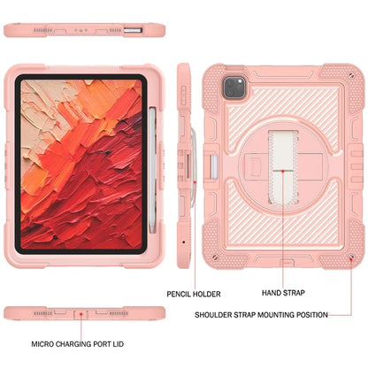 For iPad Pro 11 (2024) Case Kickstand Silicone + PC Tablet Cover with Hand / Shoulder Strap