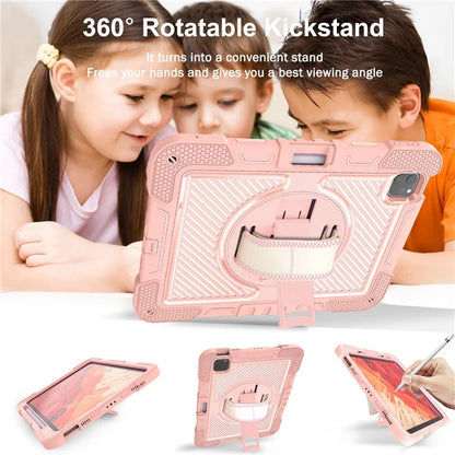 For iPad Pro 11 (2024) Case Kickstand Silicone + PC Tablet Cover with Hand / Shoulder Strap