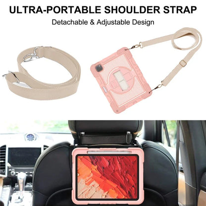 For iPad Pro 11 (2024) Case Kickstand Silicone + PC Tablet Cover with Hand / Shoulder Strap